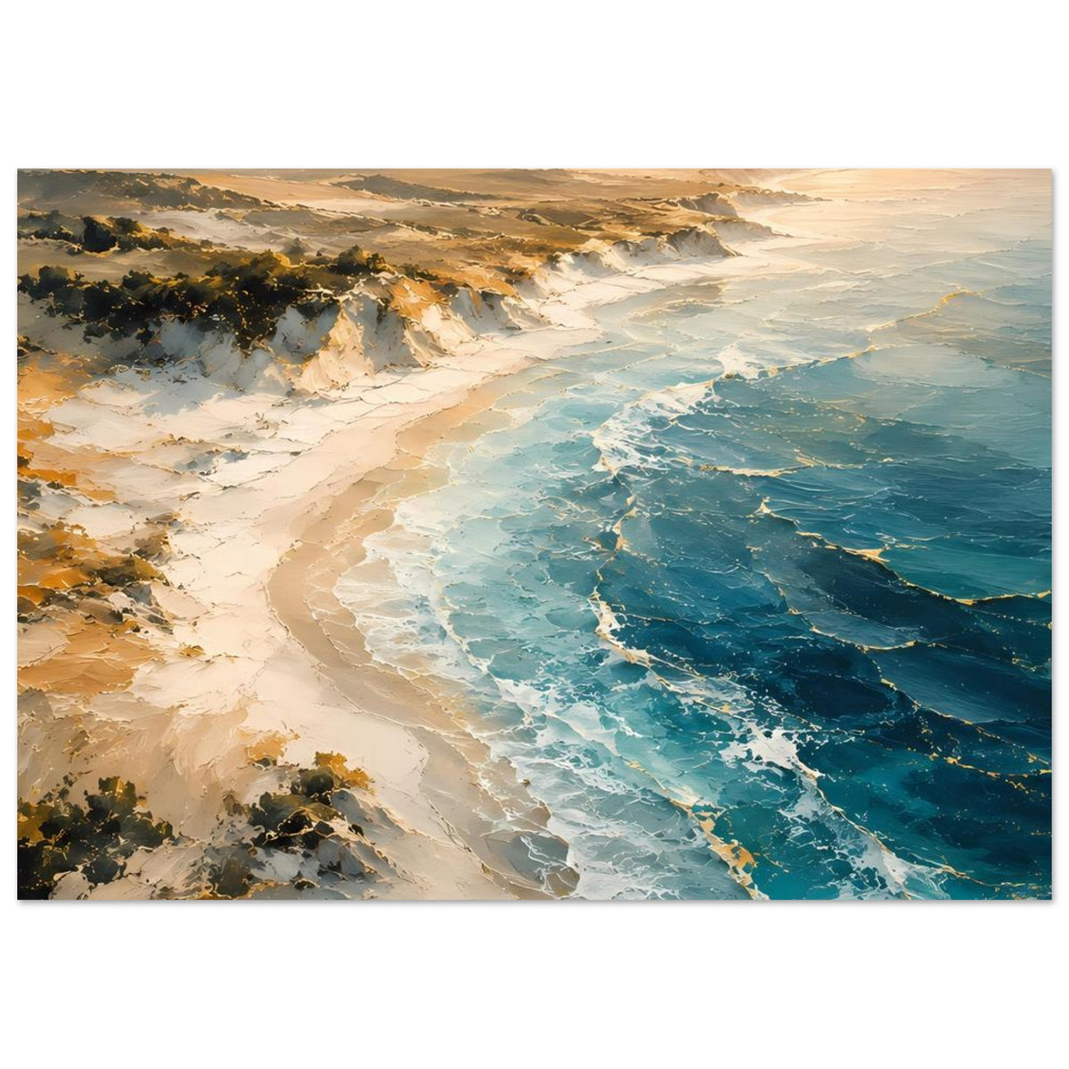 Horizontales Poster Strand mit türkisfarbenem Meer und sanften Wellenkämmen