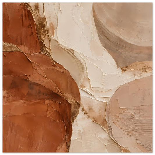 Texturiertes Strukturkunst-Poster mit Creme- und Erdtönen, abstrakte Steinoptik