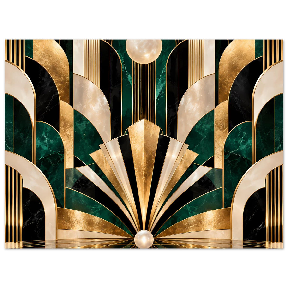 Poster im Art-Déco-Stil mit Gold- und Smaragdgeometrie