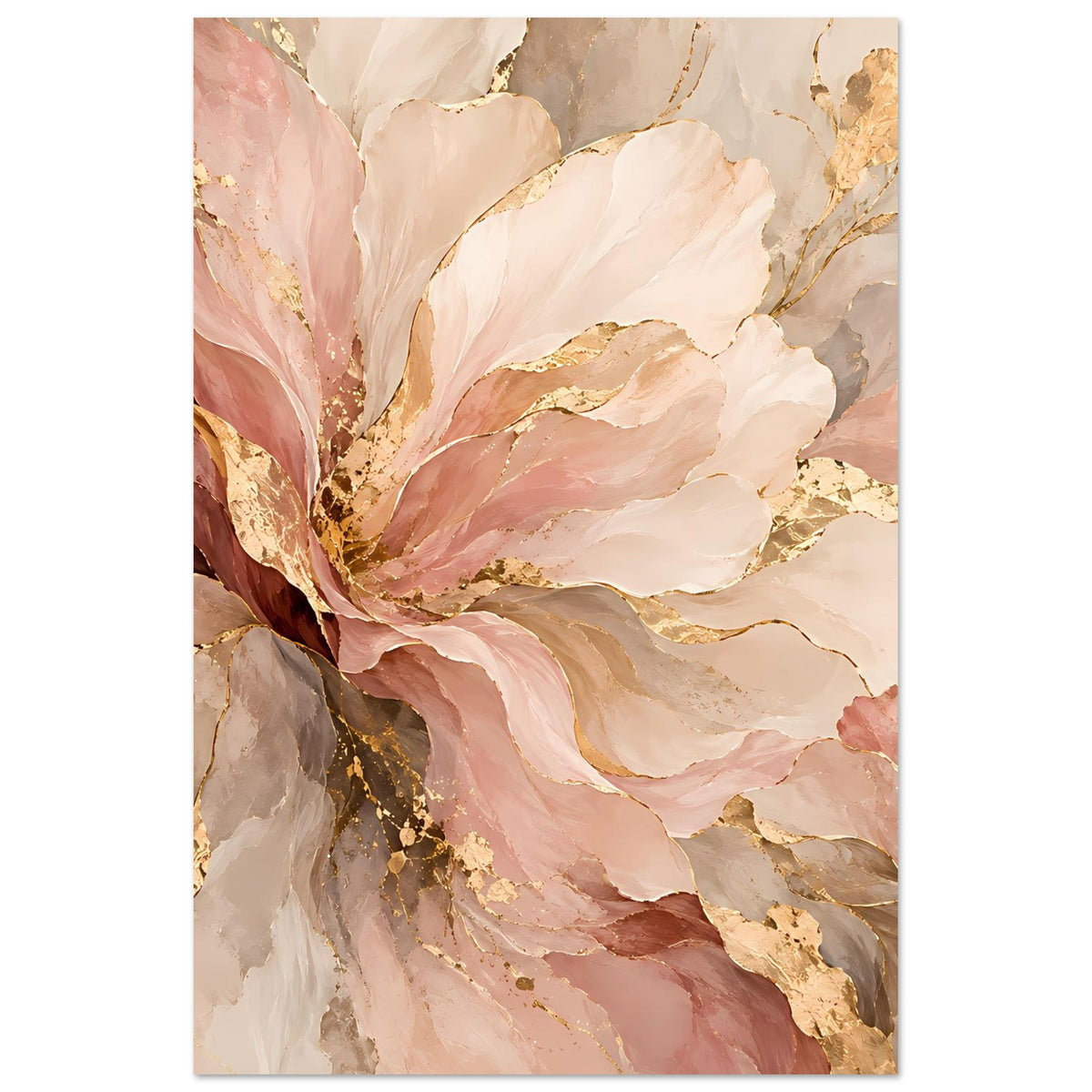 Vertikaler Blumenposter mit rosa-goldener Blüte auf mattem Premiumpapier