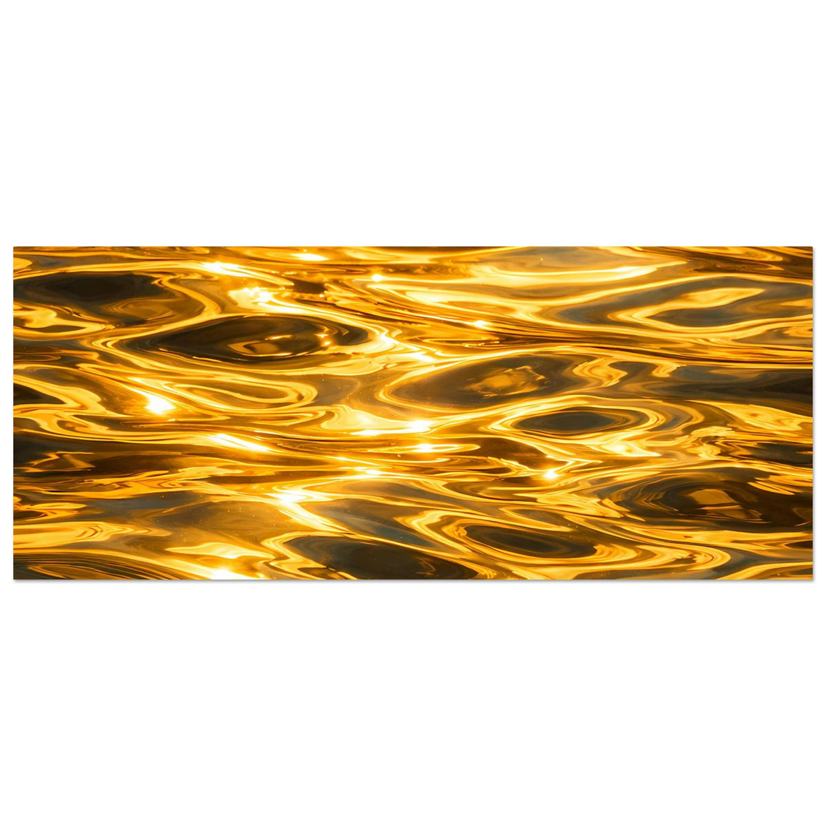 Horizontales Poster mit goldbraunen Wellenmustern und dunklen Einschlaufen, matt