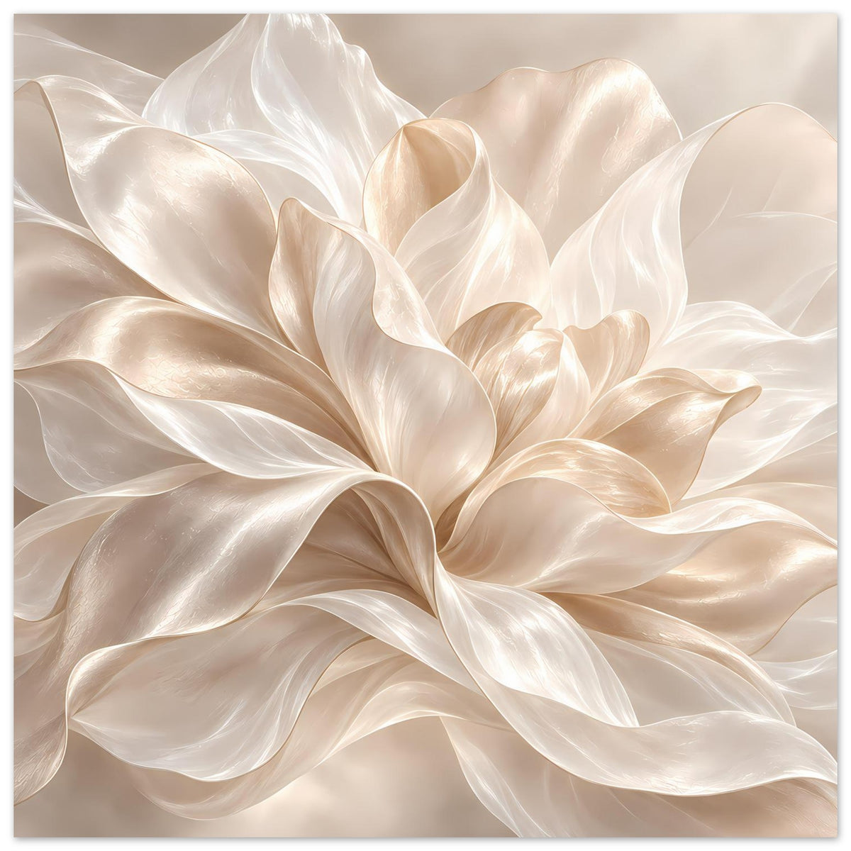 Poster in Creme mit floralen Blütenblättern, vertikal, weiche Schattierungen