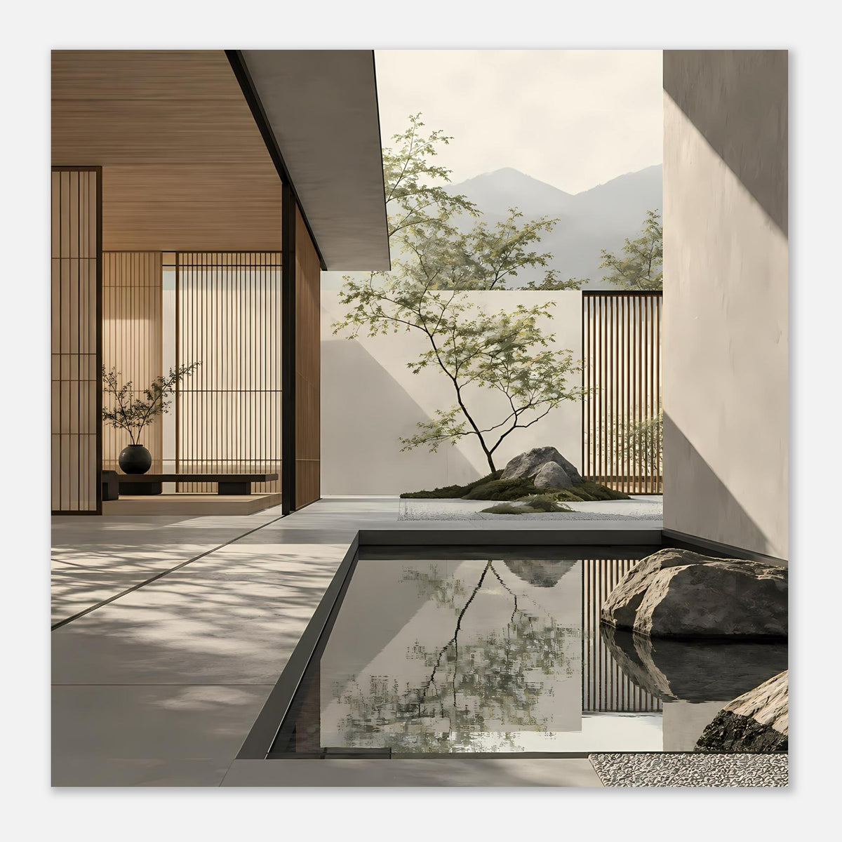 Modernes abstraktes Zen-Motiv mit harmonischer Formensprache