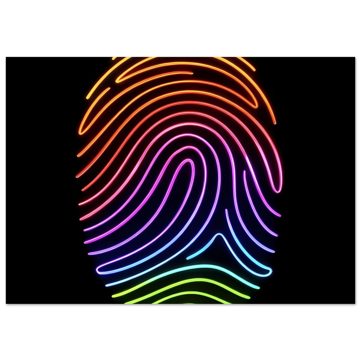 Poster mit Neon-Regenbogen-Fingerabdruck, bogenförmige Linien, Querformat