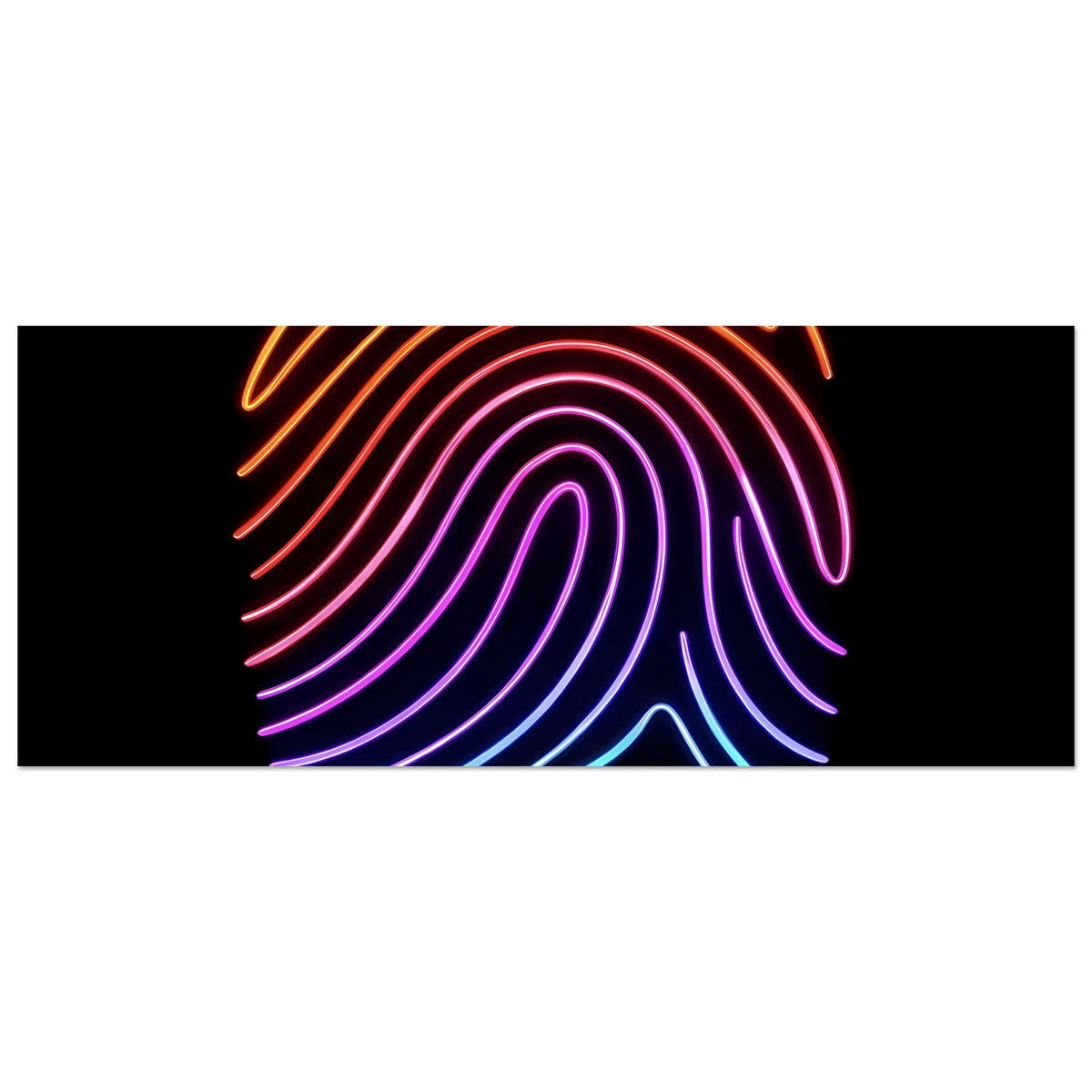 Neon-Regenbogen-Fingerabdruck-Poster, horizontales Teilmotiv mit Regenbogenlinien