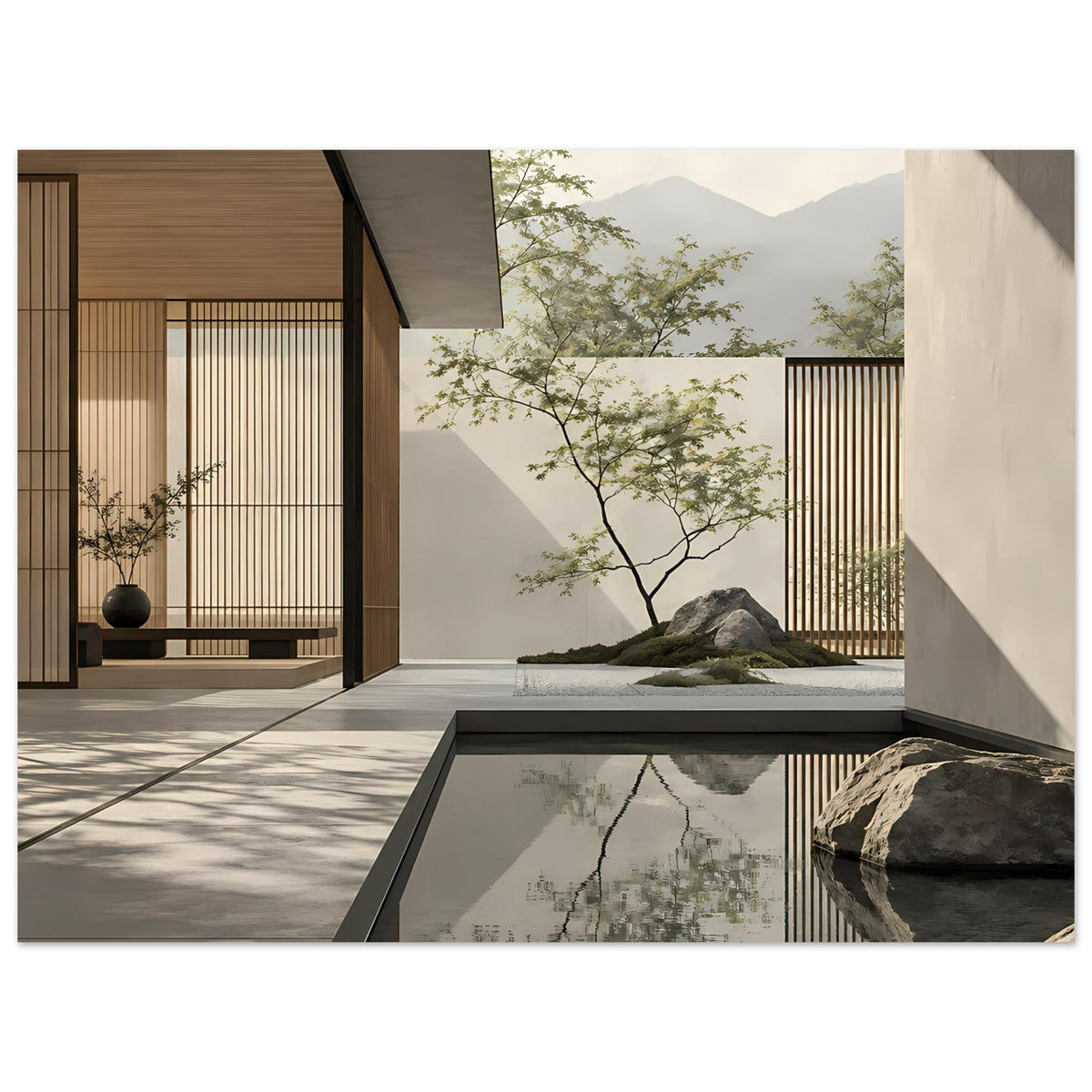 Zen-inspiriertes Kunstposter mit ruhiger minimalistischer Gestaltung