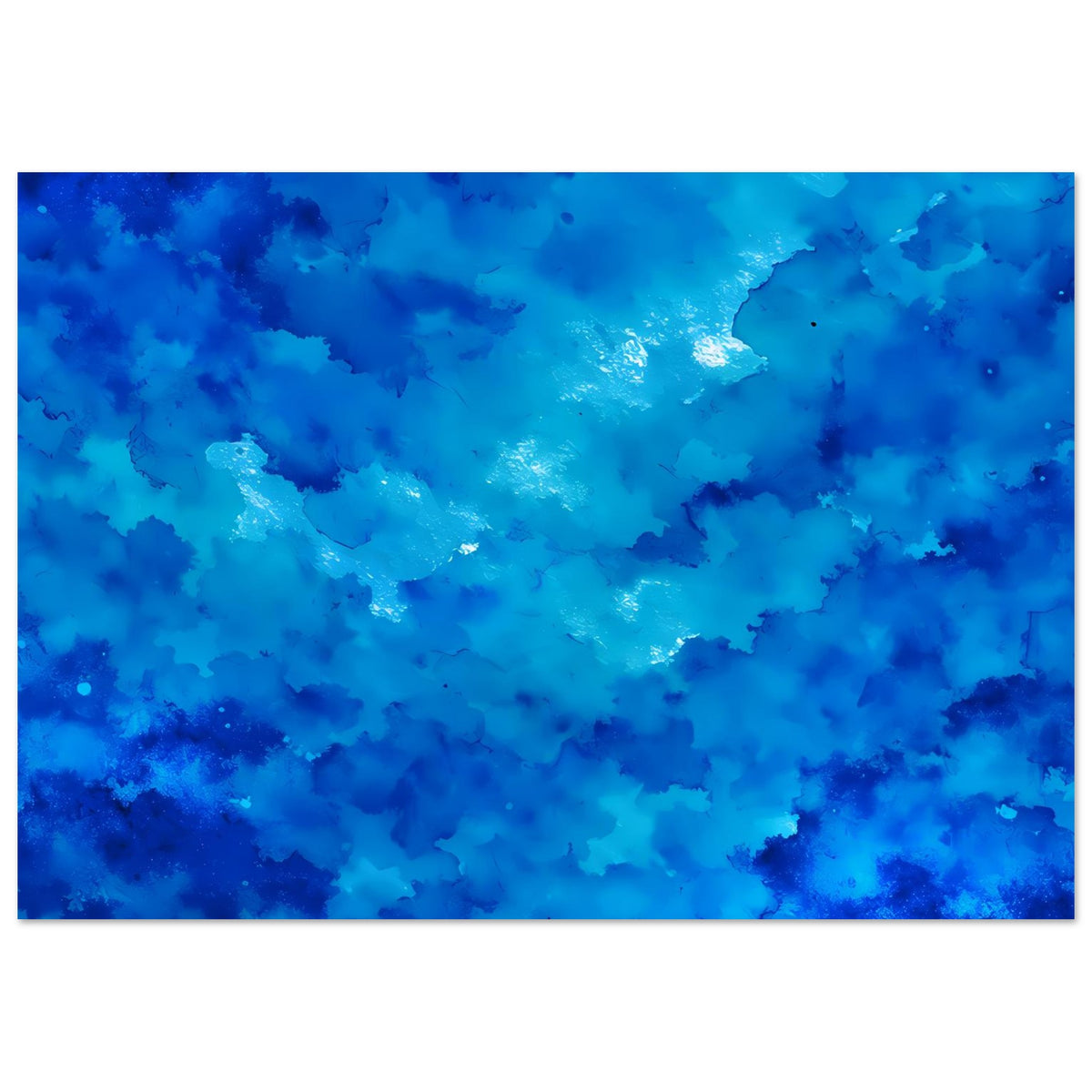 Abstraktes Poster im Blau-Ton mit breitem Farbverlauf und zentralem Glanzfleck