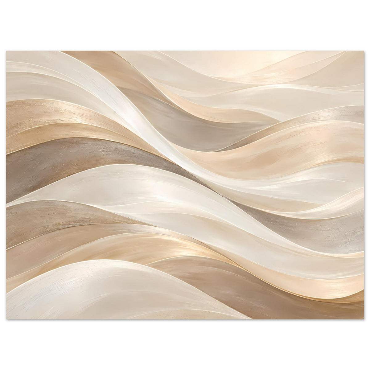 Kunstposter (quer) mit sanften Wellenbögen in Creme und Gold