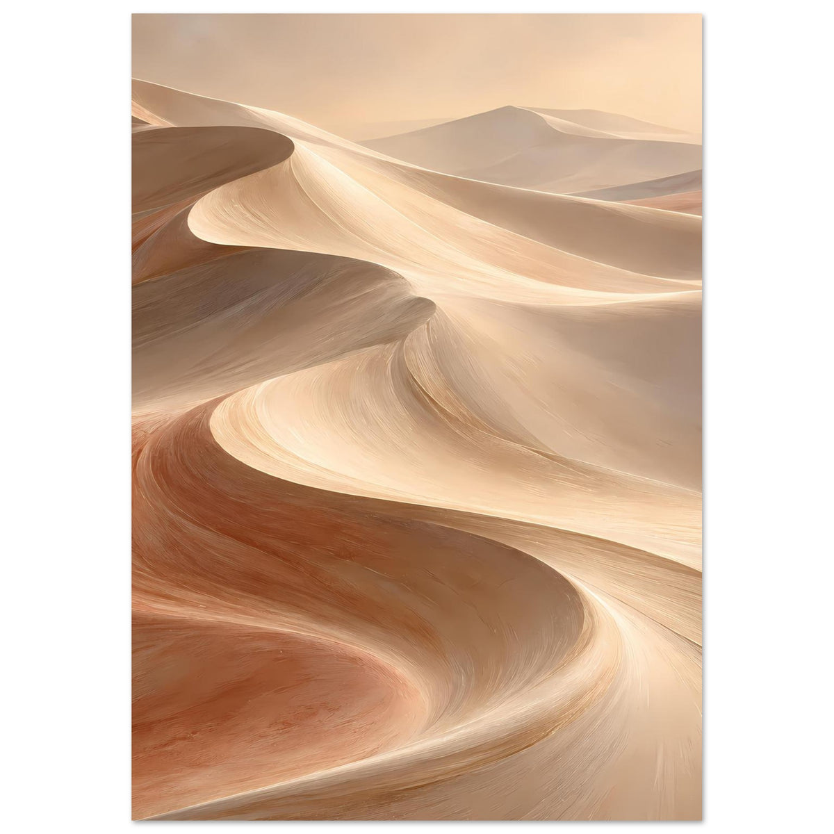 Sanddünen-Poster, vertikal: Dünenwellen in Sandbeige, Creme und Terracotta