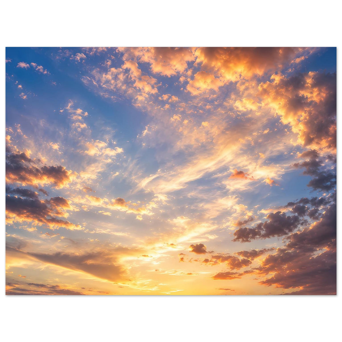 Poster Querformat: leuchtender Wolkenhimmel in Blau und Orange