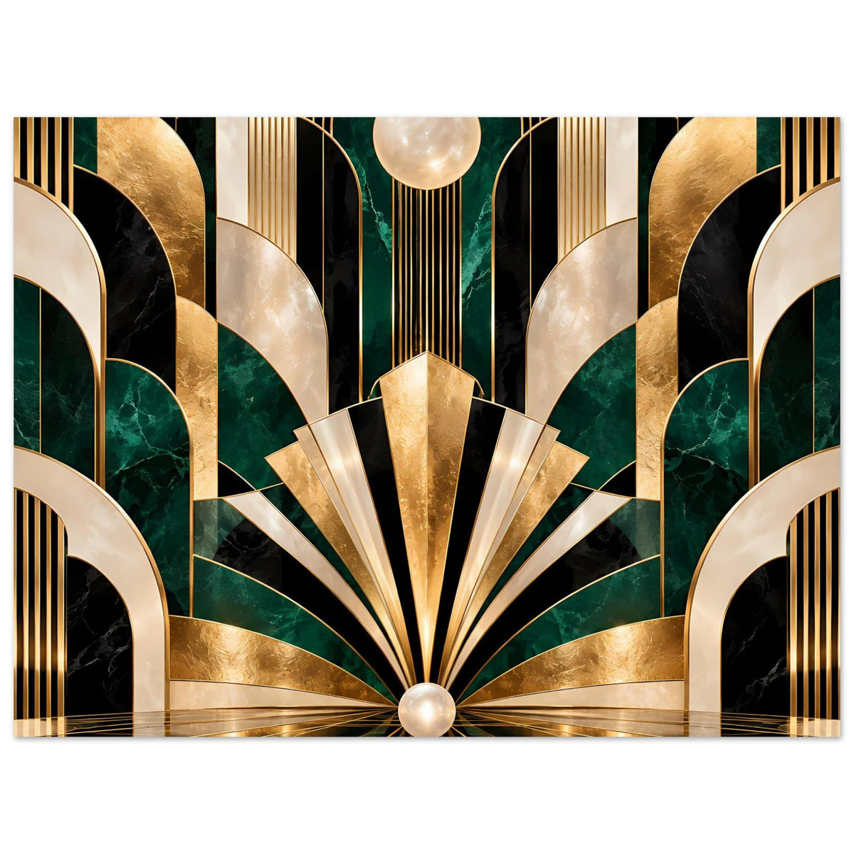 Art-Déco-Poster mit Gold-, Schwarz- und Smaragdmustern, horizontal