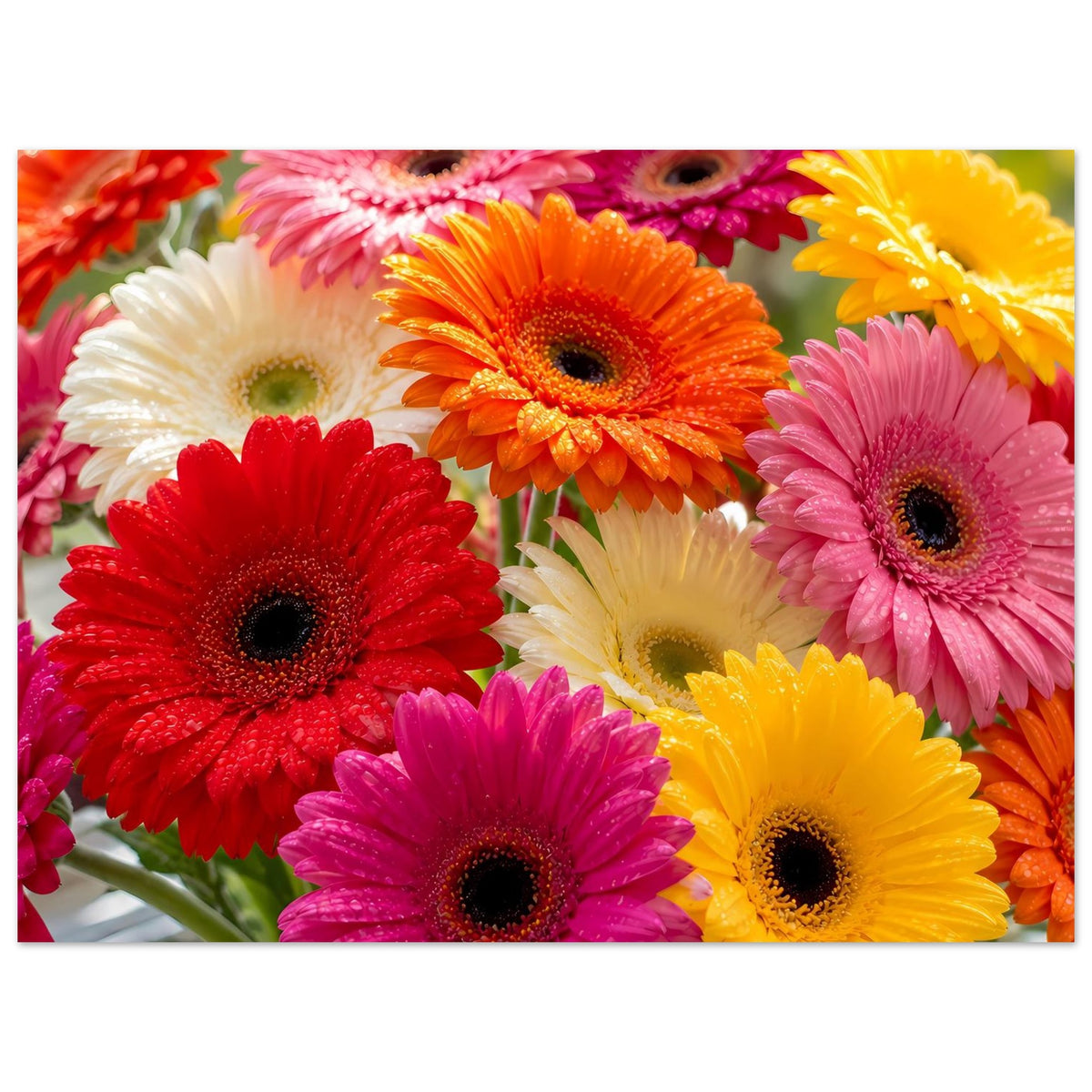 Gerbera-Blumenstrauß-Poster mit roten, pinken, orangefarbenen und gelben Blüten