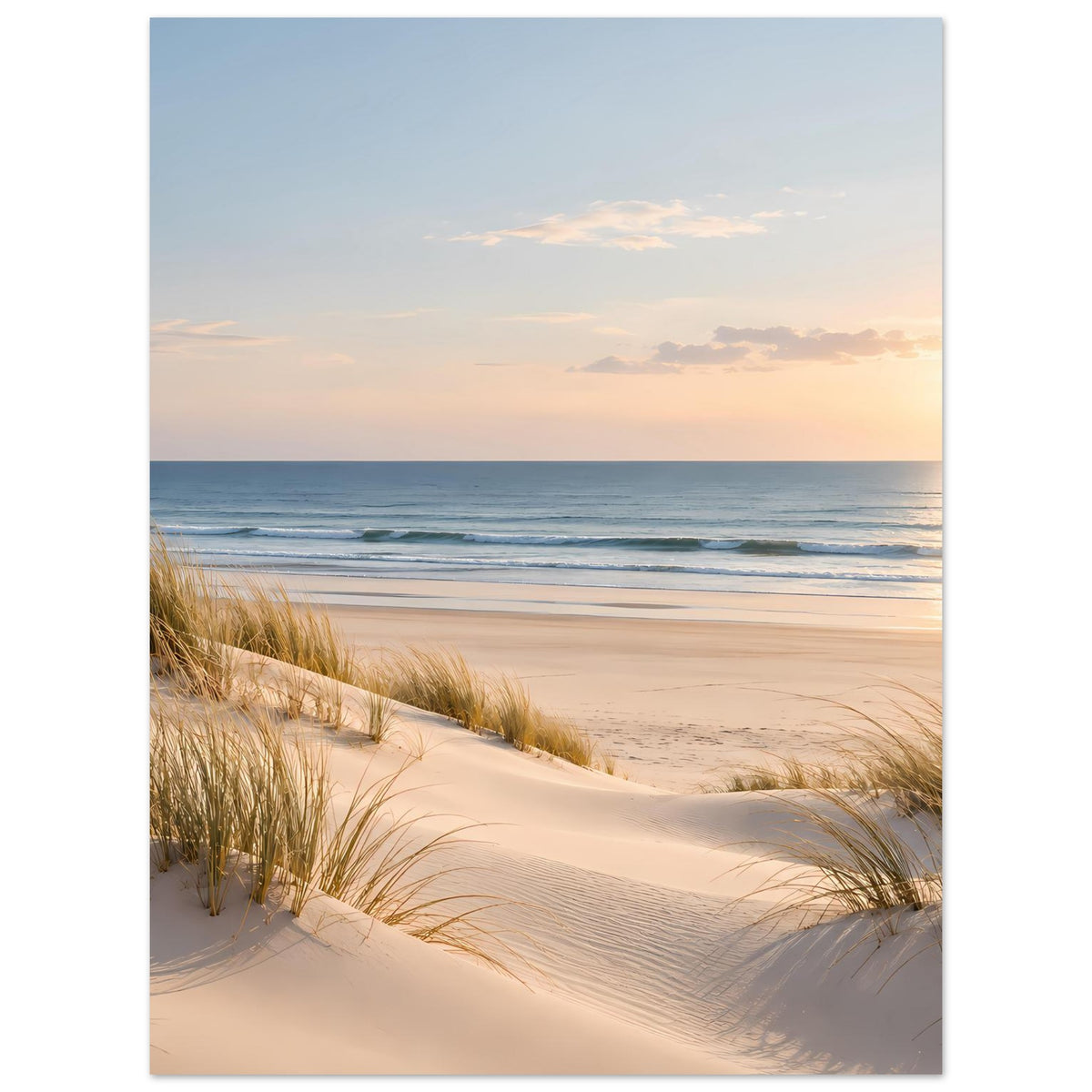 Hochkant-Poster mit Küstensonnenuntergang, mattes Premiumpapier, Dünenpfad am Strand