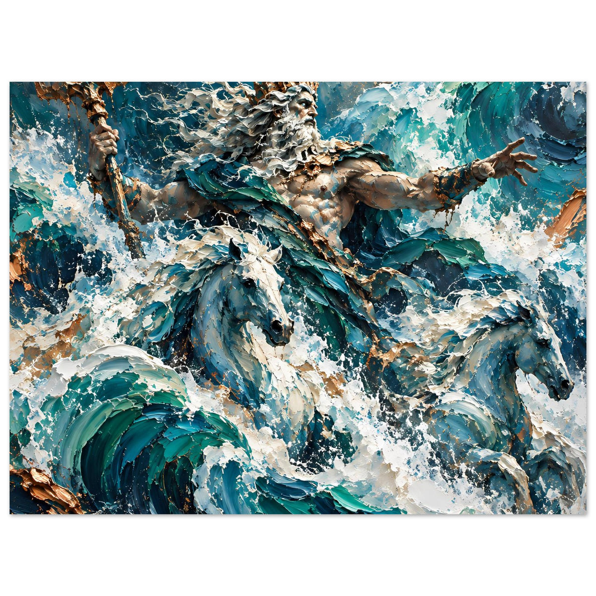 Poster mit Neptun-Motiv und Wellenstruktur, horizontal gerahmt