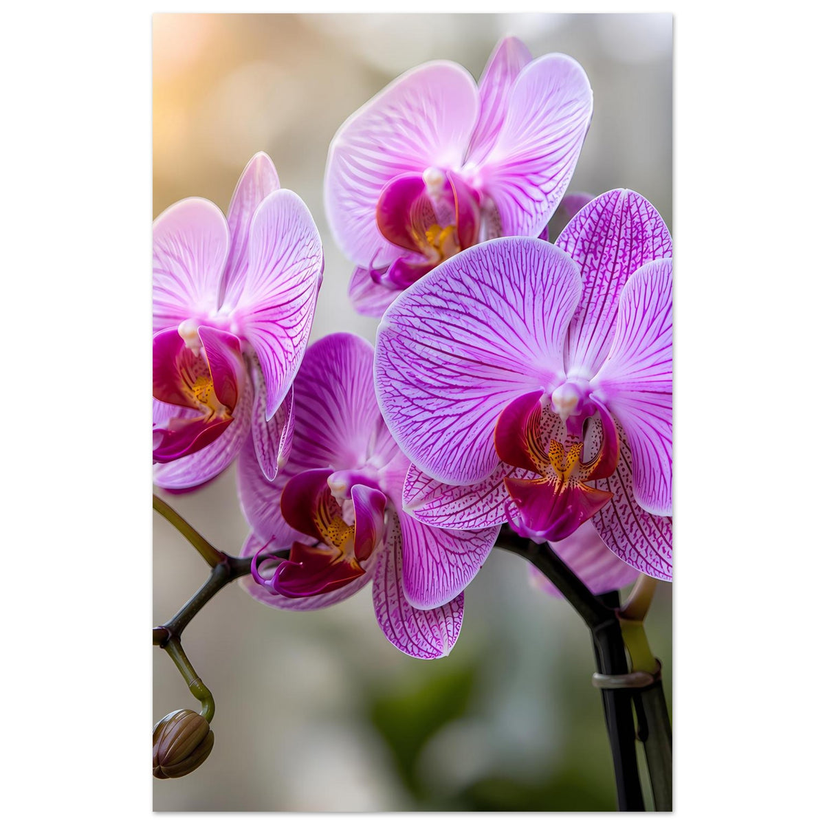 Poster mit großem Orchideenblütencluster in Hellviolett
