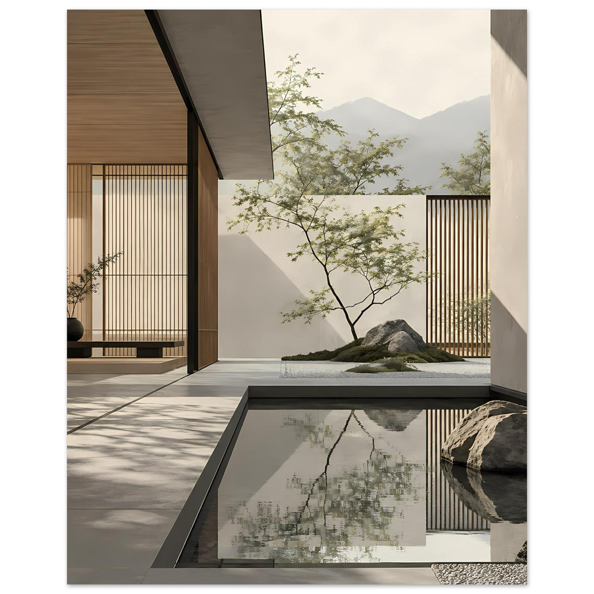 Zen-inspiriertes Kunstposter mit ruhiger minimalistischer Gestaltung