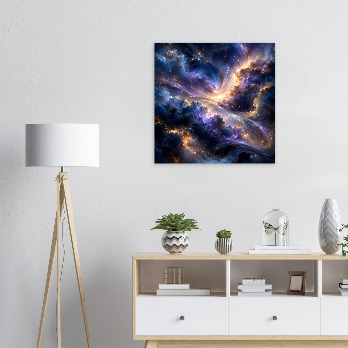 Leuchtendes Galaxieposter auf Premium-Mattpapier, quadratisch mit Sternnebel-Motiv