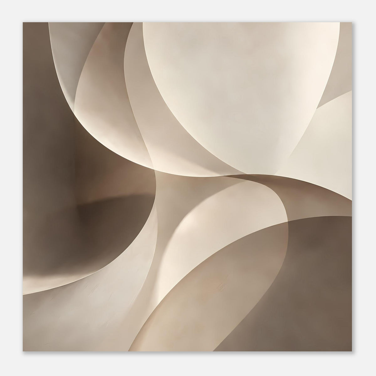 Kunstposter mit geschwungenen Wellen in Creme-Beige und dunklem Braun
