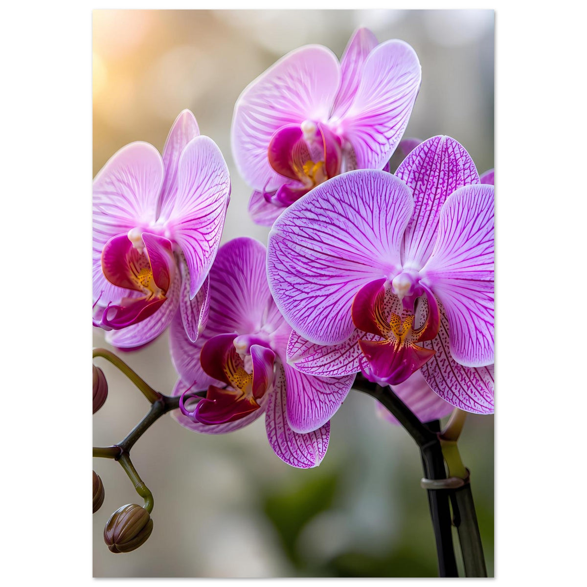 Poster mit violetten Orchideenblüten auf verzweigtem Stiel