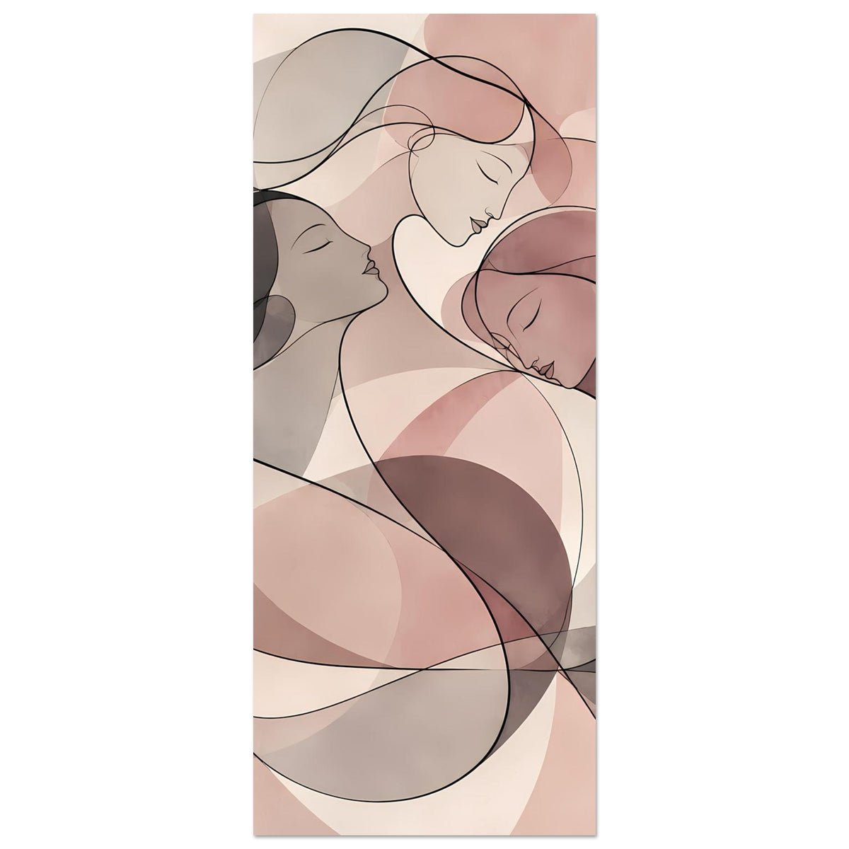 Abstraktes Poster mit drei Frauen in Rosé und Creme