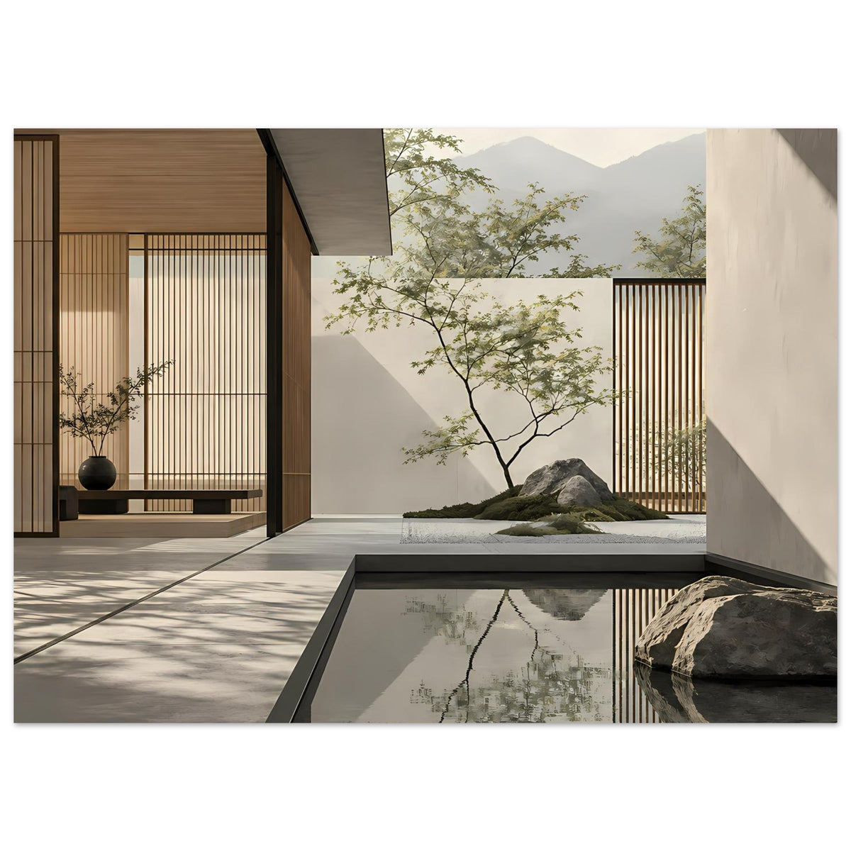Zen-inspiriertes Kunstposter mit ruhiger minimalistischer Gestaltung