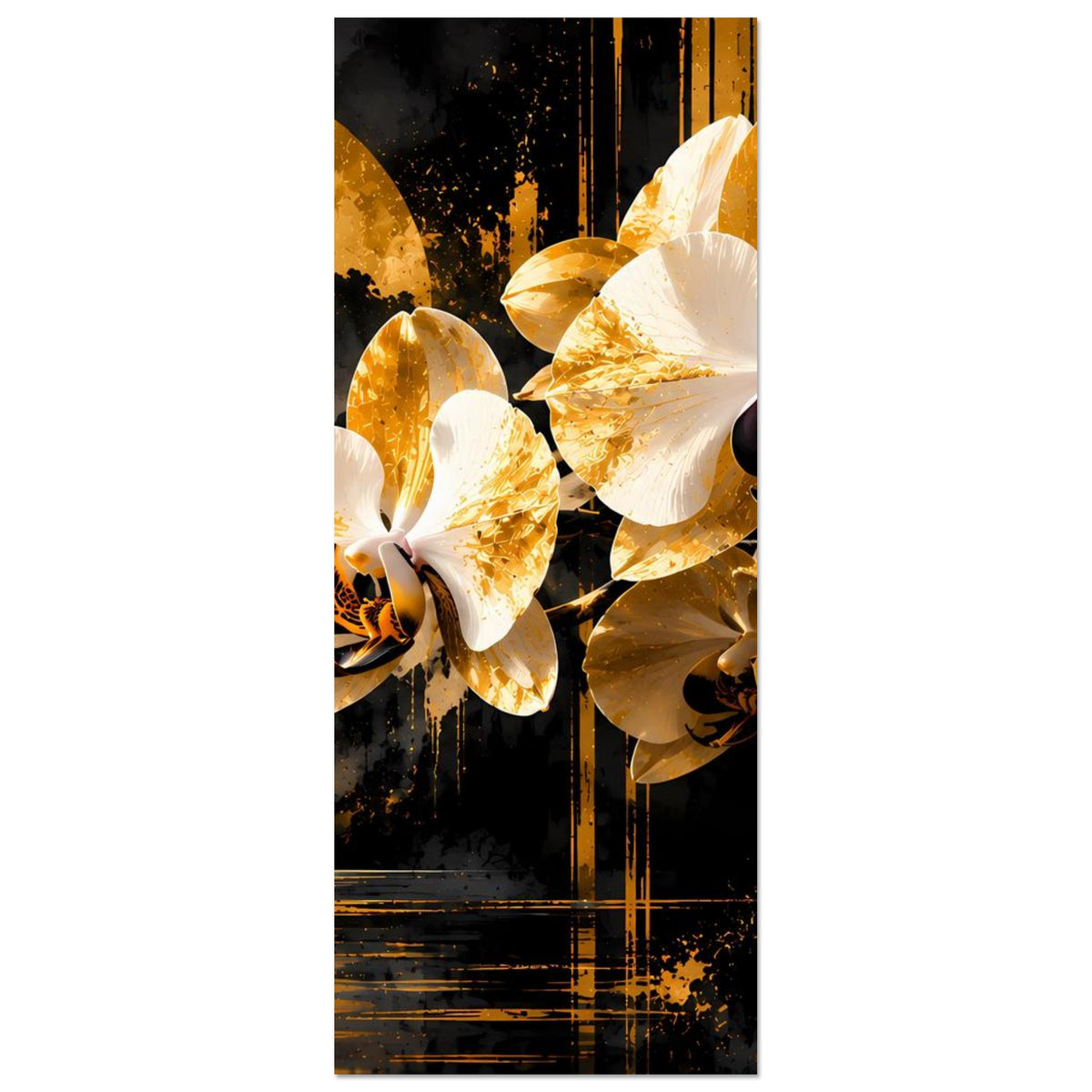 Hochkant-Blumenposter, Orchideenblüten in Weiß und Gold, Ausschnitt
