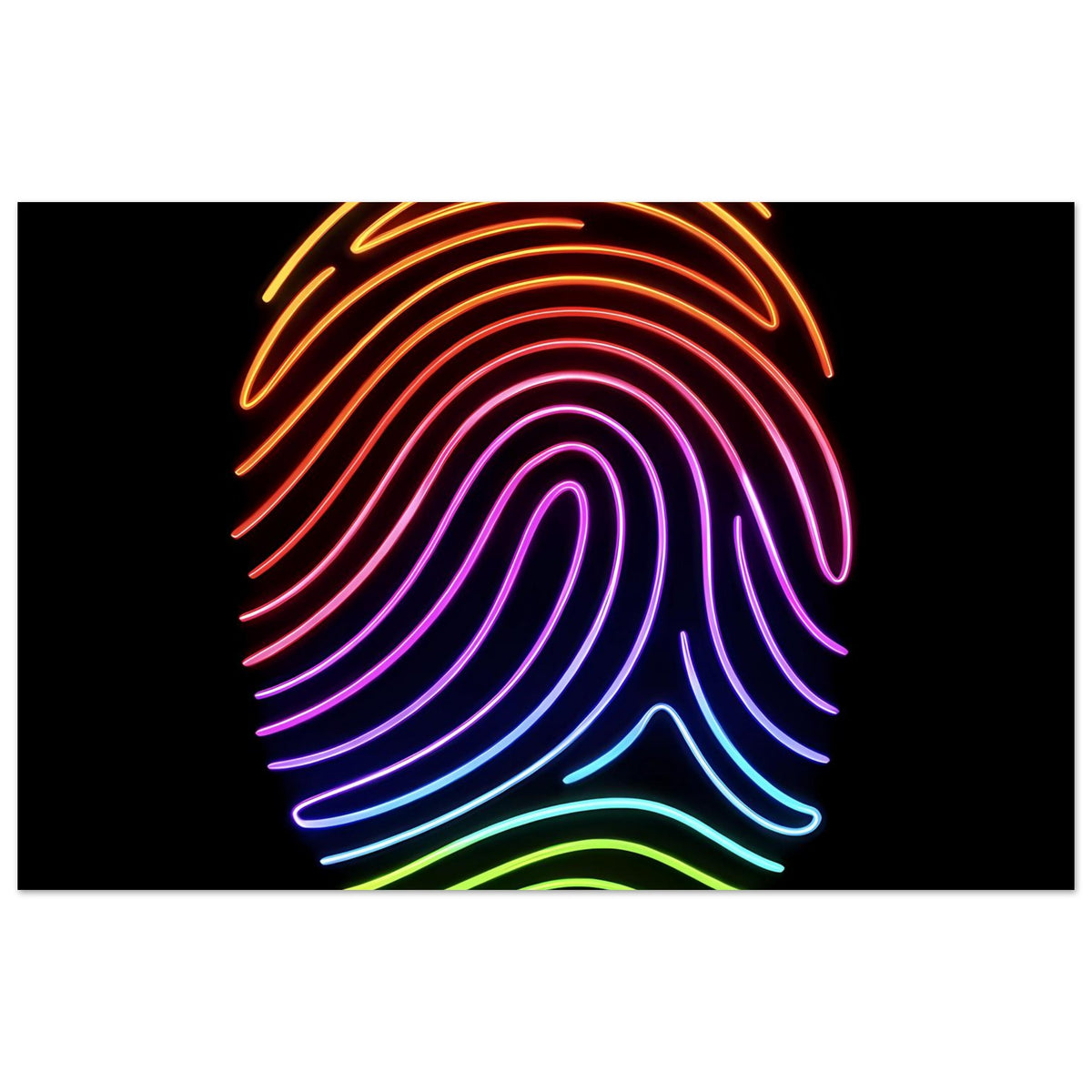 Neon-Fingerabdruck-Poster mit Regenbogenlinien, Querformat