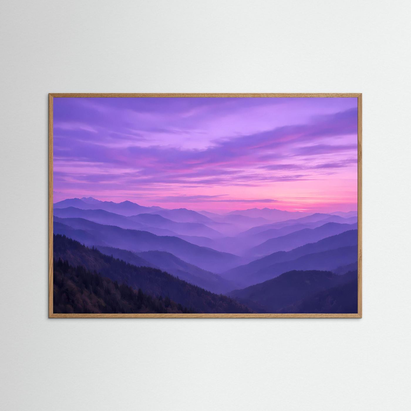 Poster Berglandschaft in Violett | Mystisches Natur Wandbild
