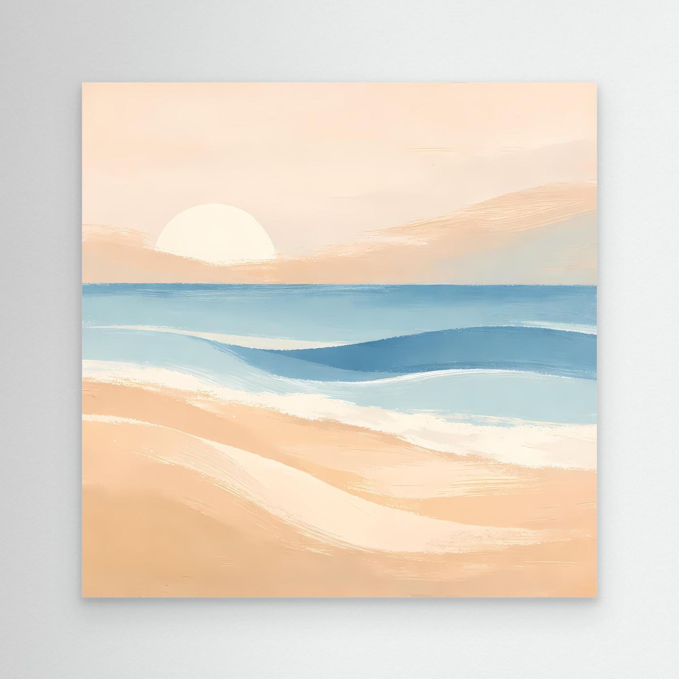 Abstraktes Leinwandbild mit Strand und Sonnenuntergang, ohne Rahmen