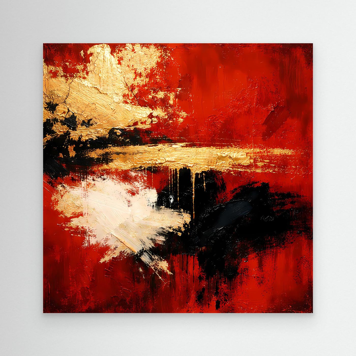 Leinwand Abstraktes Farbspiel in Rot und Gold | Modernes Progressives Wandbild