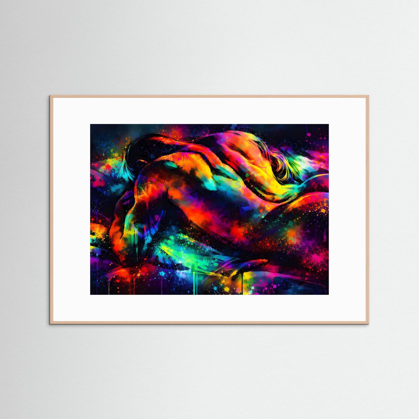 Abstraktes Neon‑Körperkunst Poster | Bunte moderne Wanddekoration im Kunststil