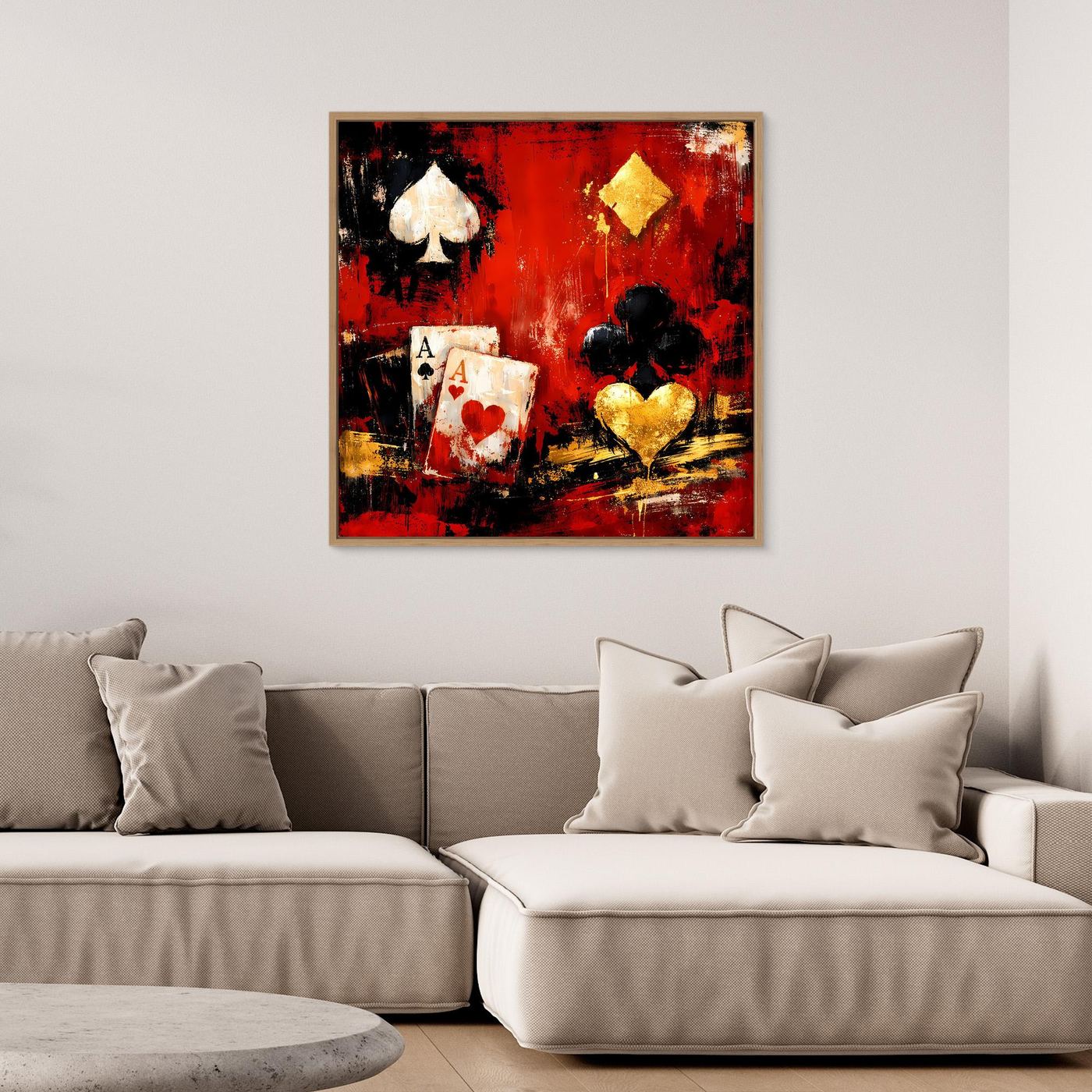 Leinwand Abstraktes Poker-Design mit Assen | Modernes Spielkarten Wandbild Kunst