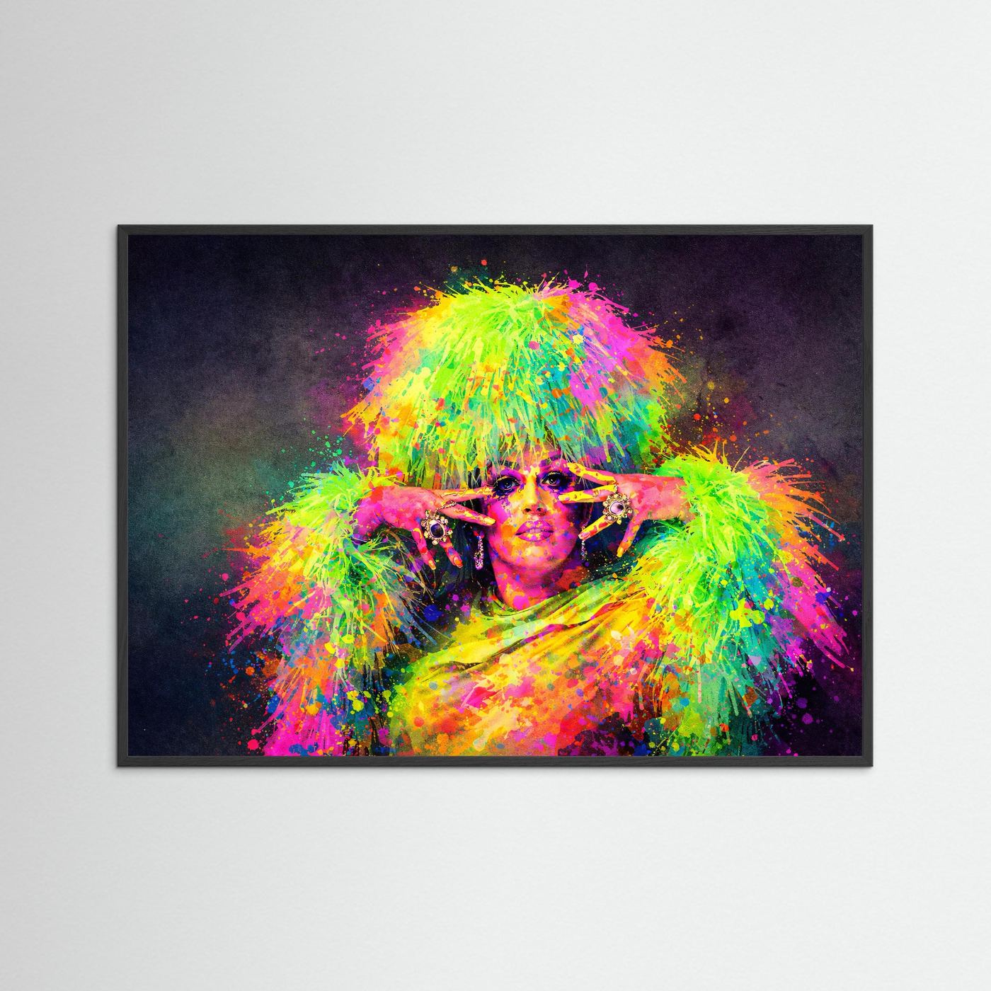 Glamouröse Neon-Ikone | Moderner Pop Art Print Querformat Wandbild