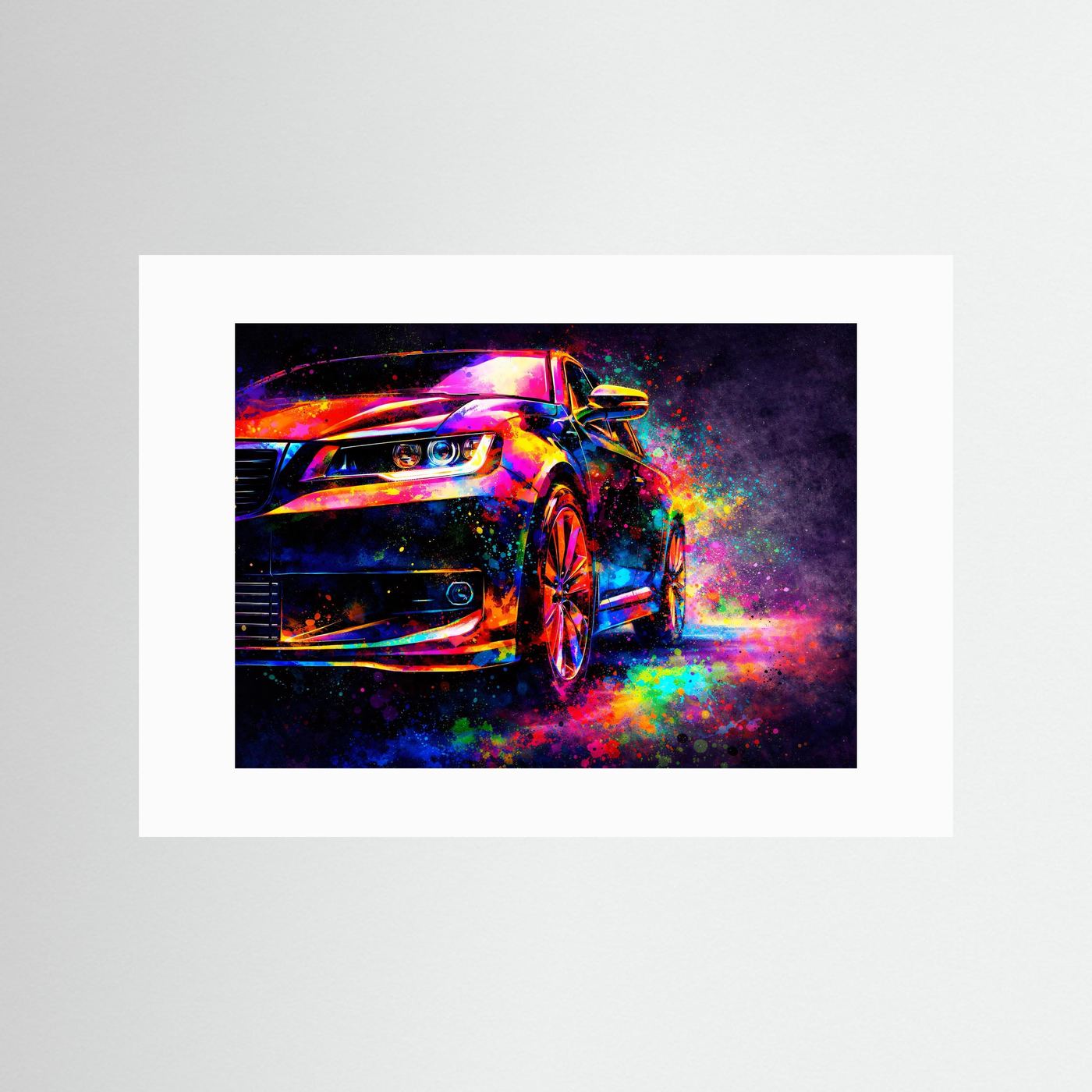 Sportwagen im Farbrausch | Modernes Auto Pop Art Poster Querformat