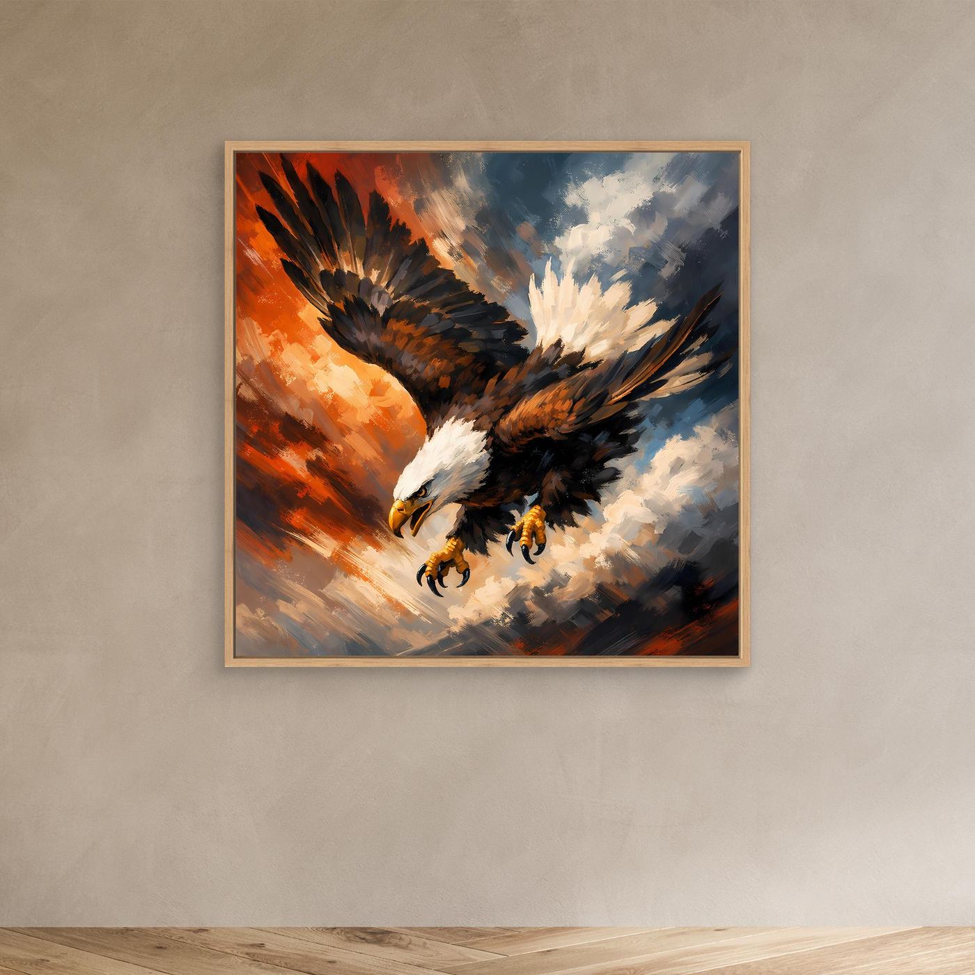 Leinwand Abstraktes Adler Gemälde | Modernes Kraftvolles Wandbild Fliegender Seeadler