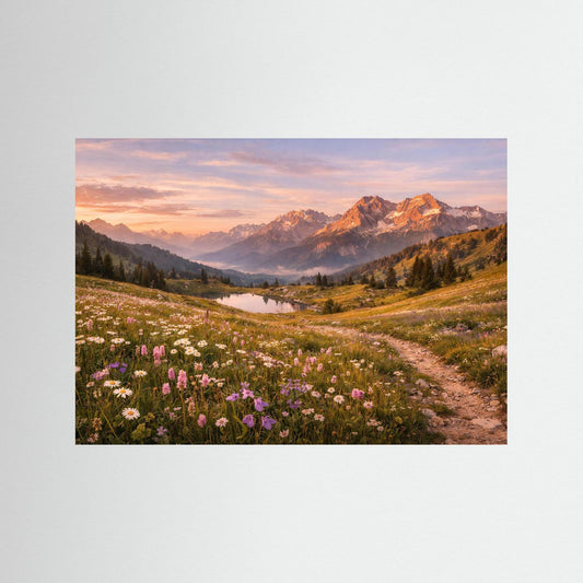 Blühende Almwiese im Morgenlicht | Panorama Berg & Natur Poster Querformat