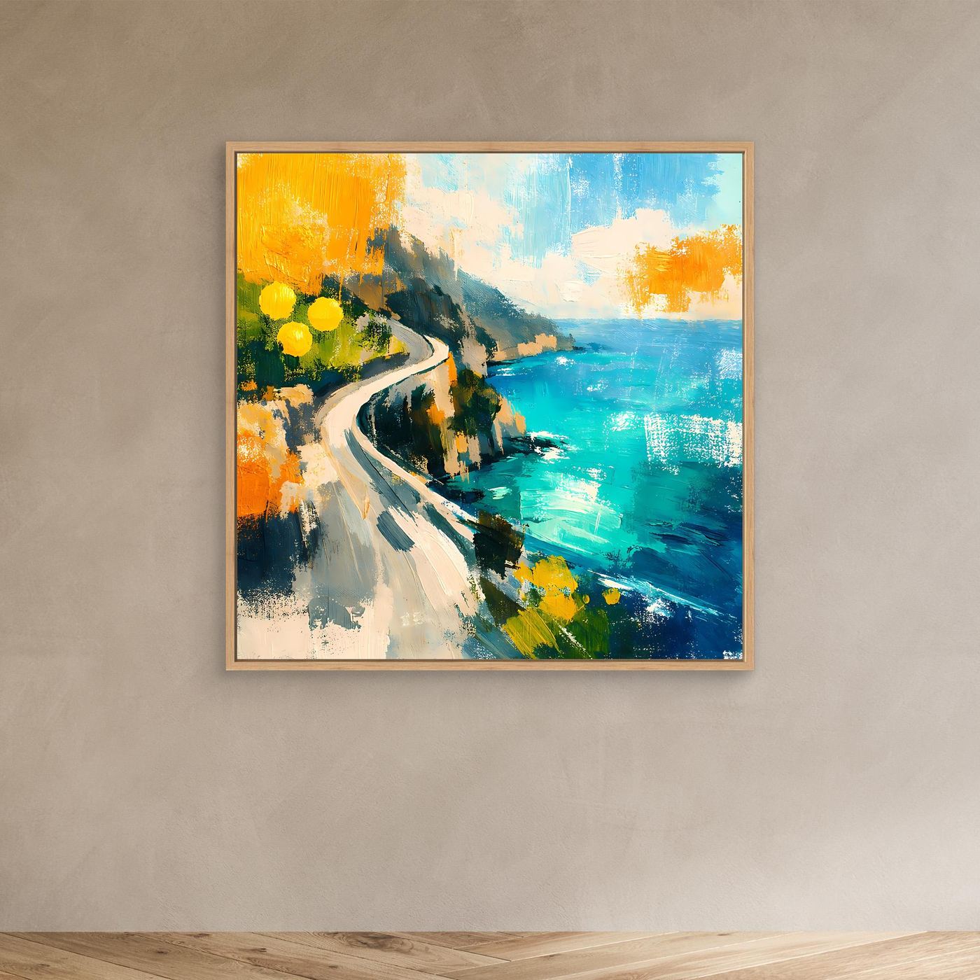 Leinwand Malerische Küstenstraße am Meer | Abstraktes Amalfi Wandbild