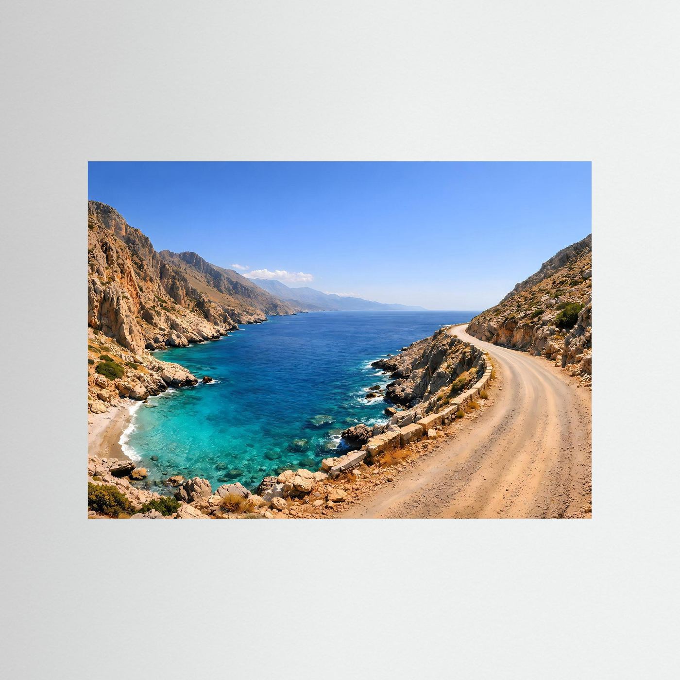 Malerische Küstenstraße am Türkisfarbenen Meer | Mediterranes Panorama & Natur Poster Querformat