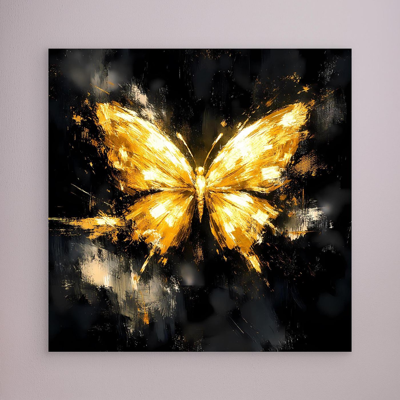 Leinwand Eleganter Goldener Schmetterling | Abstraktes Luxus Wandbild