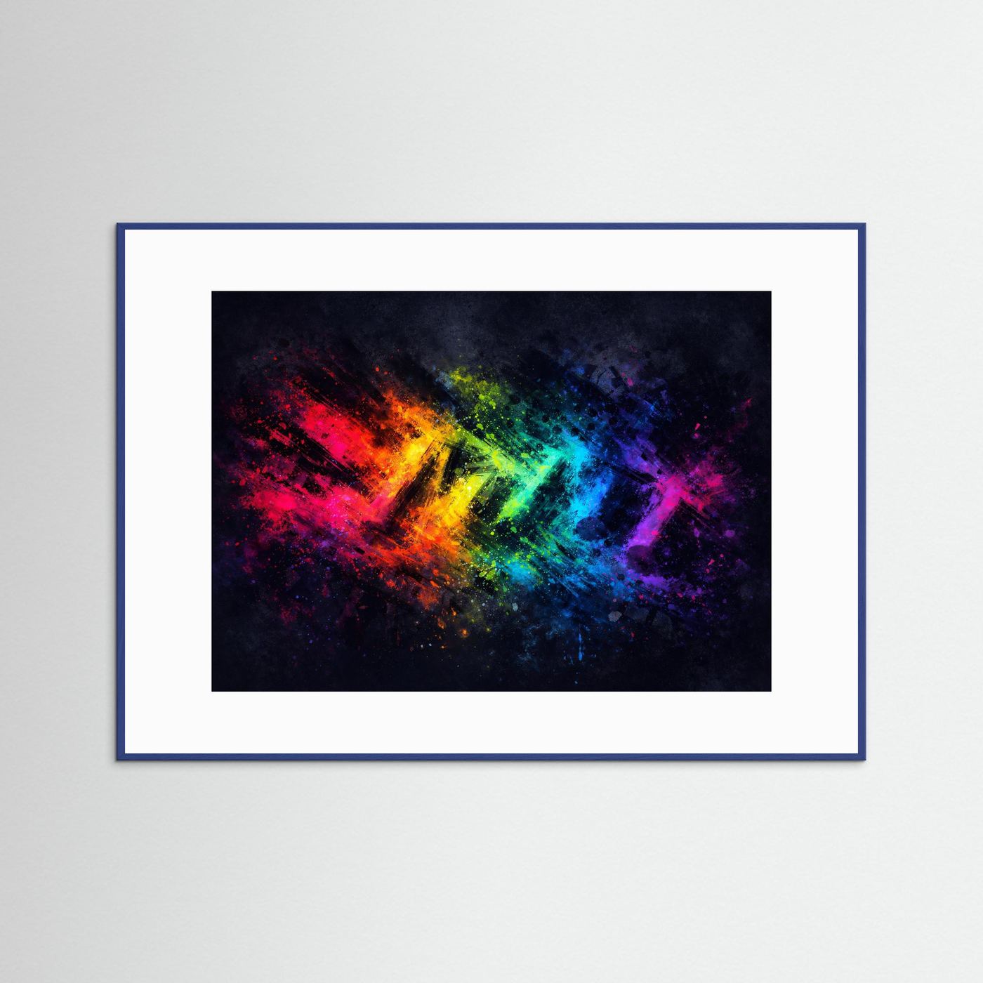 Explosive Regenbogen Kunst | Bunkts Abstraktes Wandbild & Kunst Poster Querformat