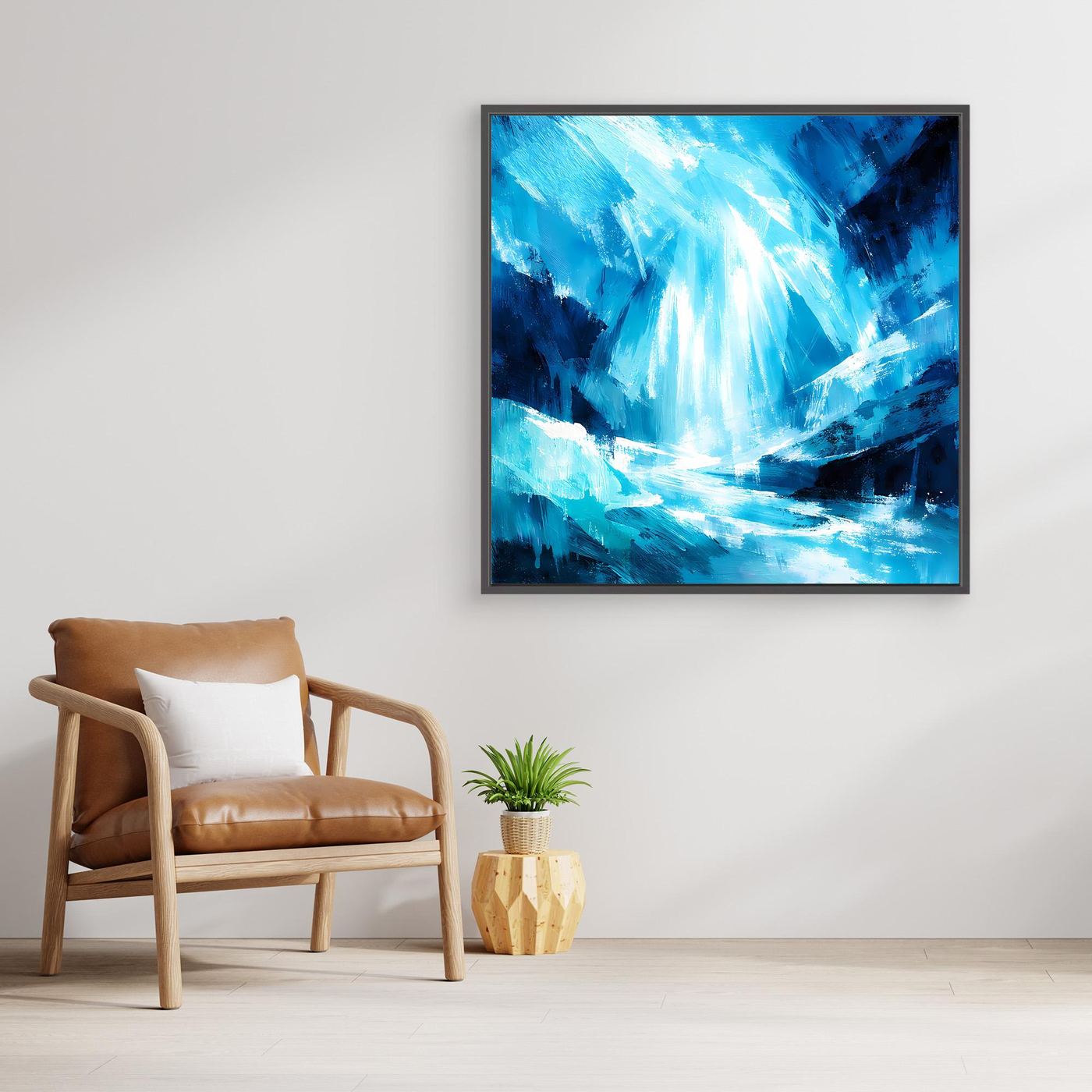 Leinwand Magischer Eiswasserfall | Abstraktes Natur Fantasy Wandbild