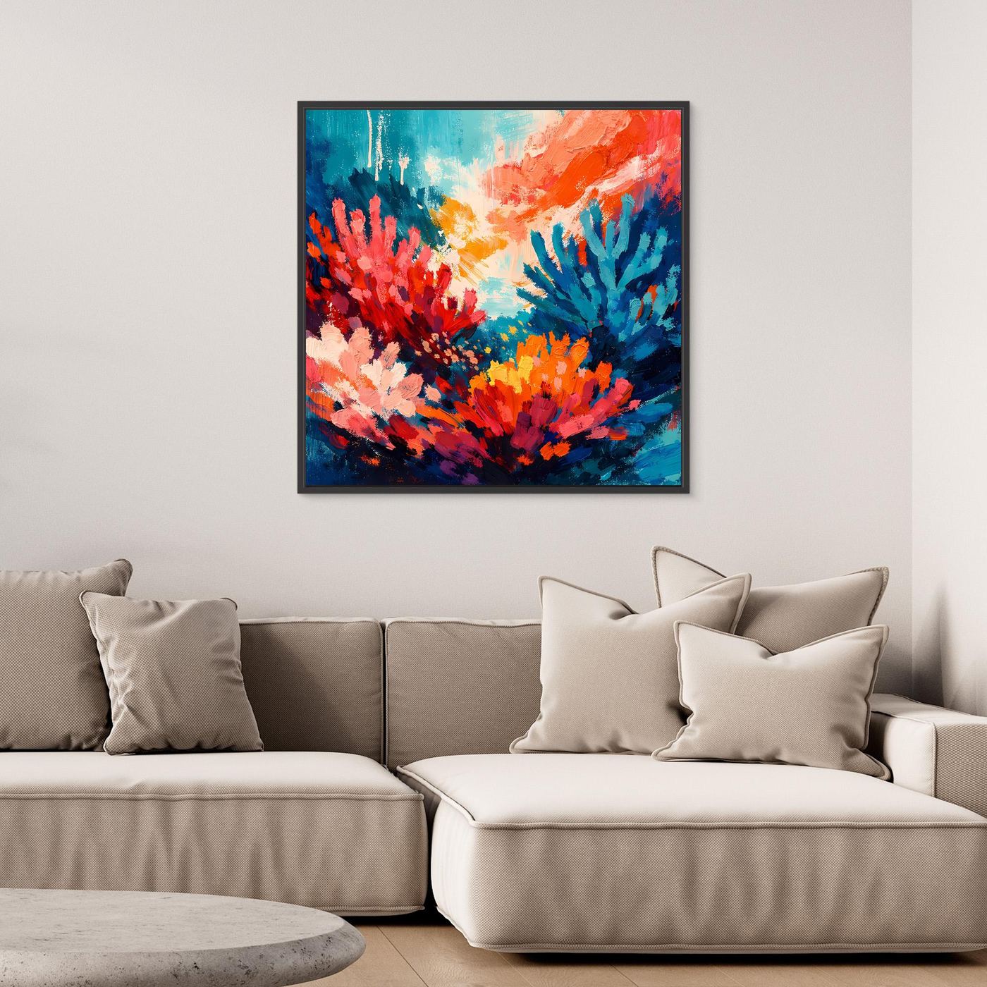 Leinwand Abstraktes Korallenriff im Farbenrausch | Modernes Unterwasser Wandbild