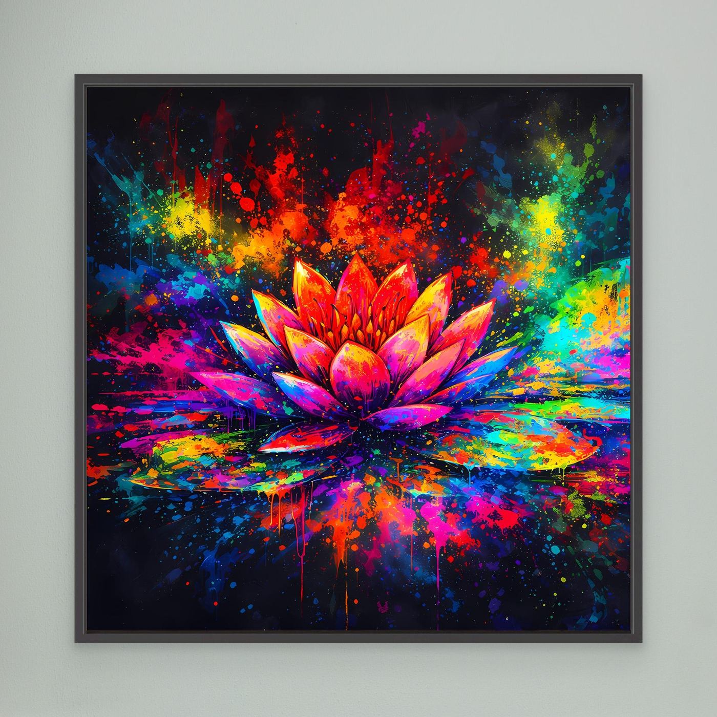 Leinwandbild Farbenfrohe Seerose | Abstraktes Lotus Wandbild auf Keilrahmen