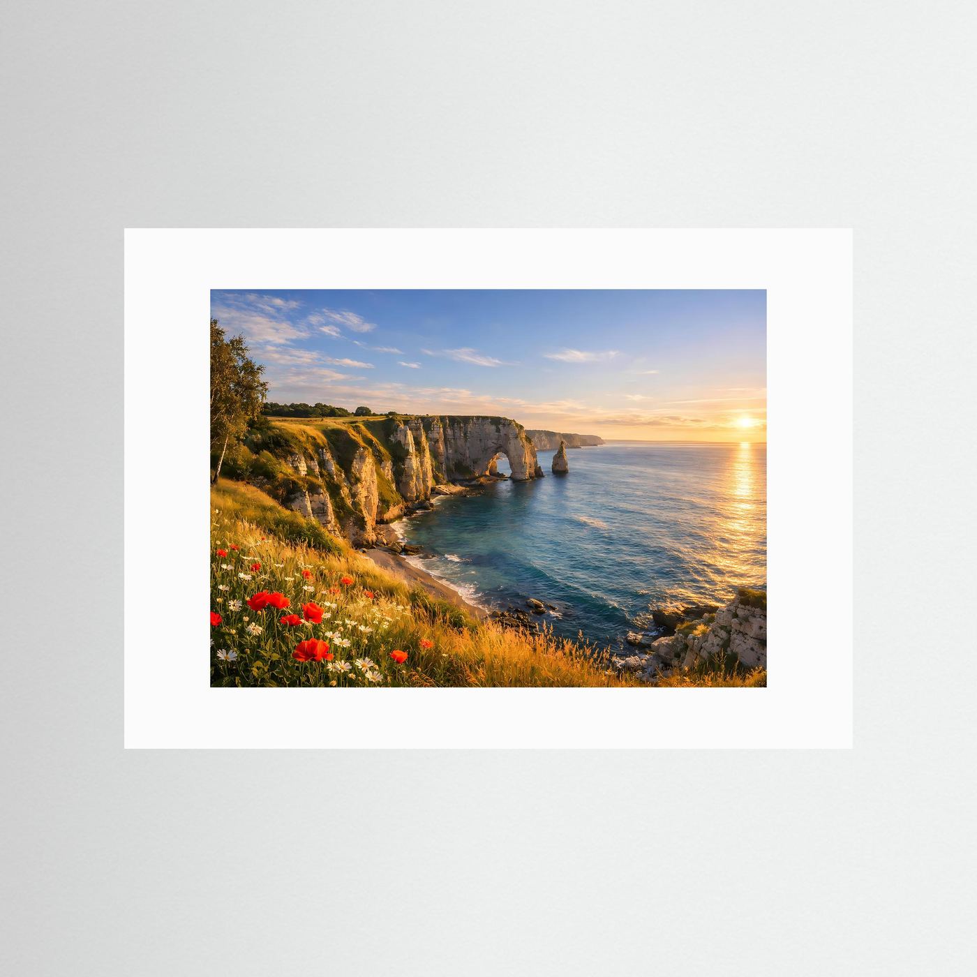 Majestätische Steilküste bei Sonnenuntergang | Klippen & Meer Poster Querformat