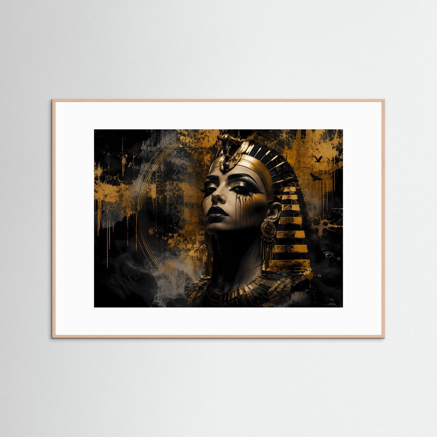 Ägyptische Königin in Schwarz & Gold | Modernes Pharaonin Wandbild & Kunst-Poster