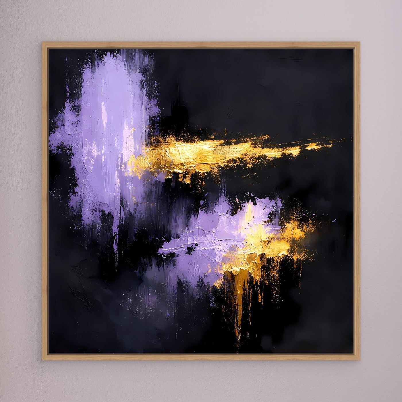 Leinwand Elegante Lila Nuancen und Gold | Modernes Abstraktes Expressionismus Wandbild