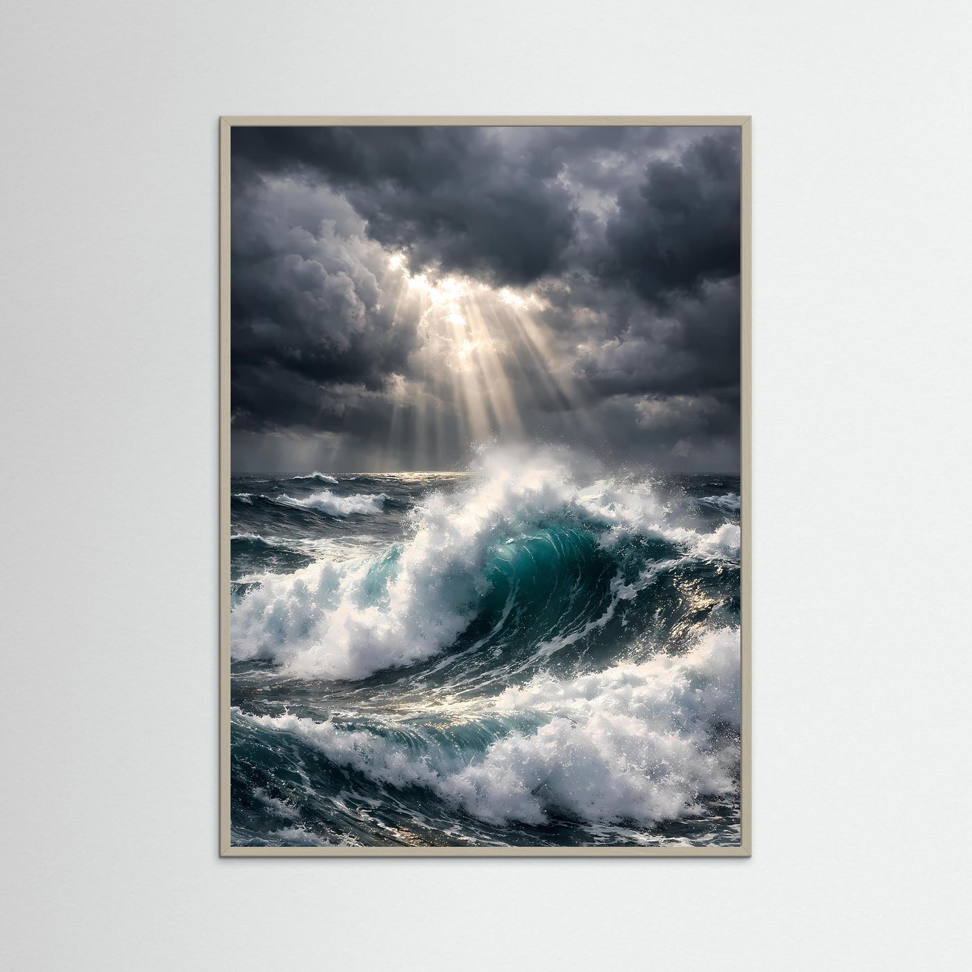 Poster Aufgewühltes Meer im Gewitter | Majestätisches Ozean Wandbild