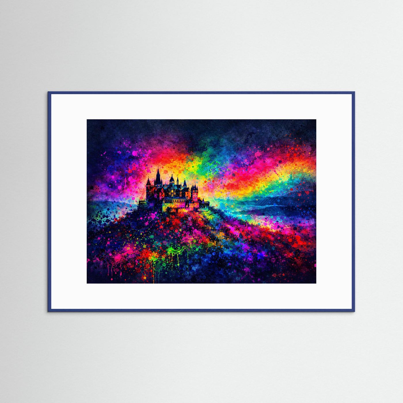 Majestätische Burg Hohenzollern Expressionismus | Bunte Architektur & Kunst Poster Querformat