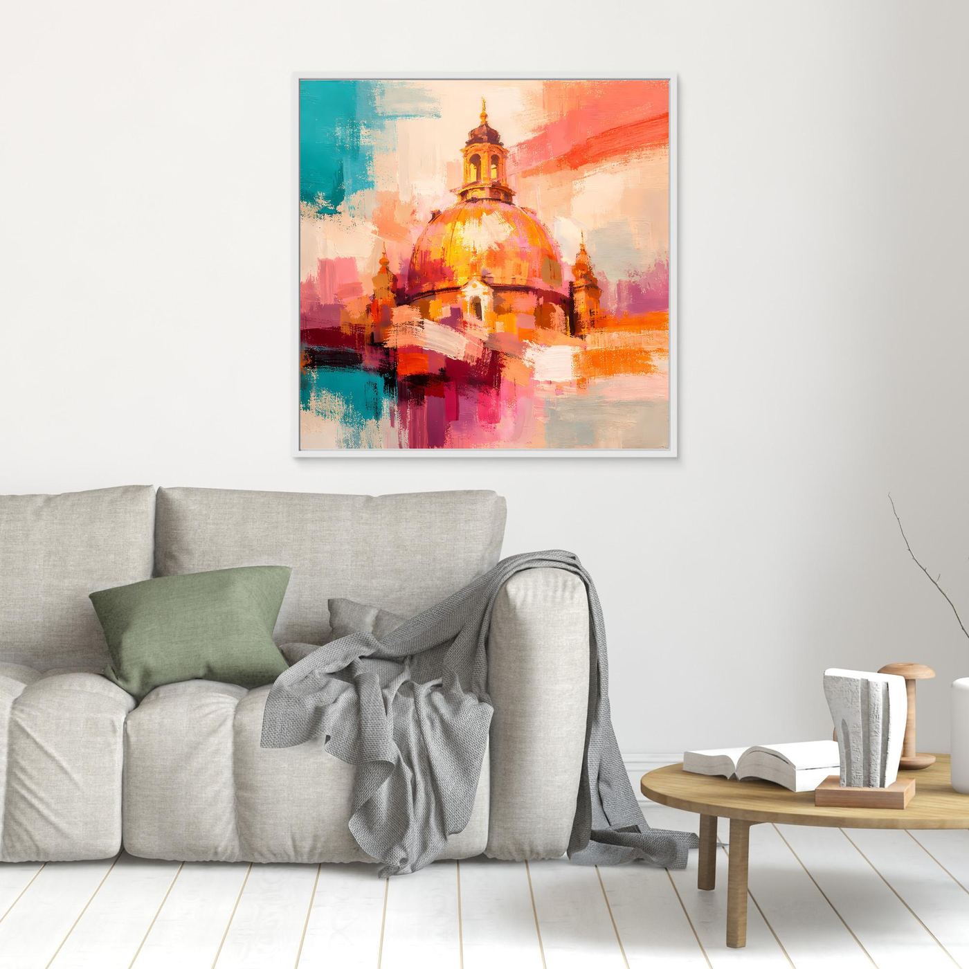 Leinwand Dresden Frauenkirche Wandbild | Abstraktes Architektur Bild Bunt