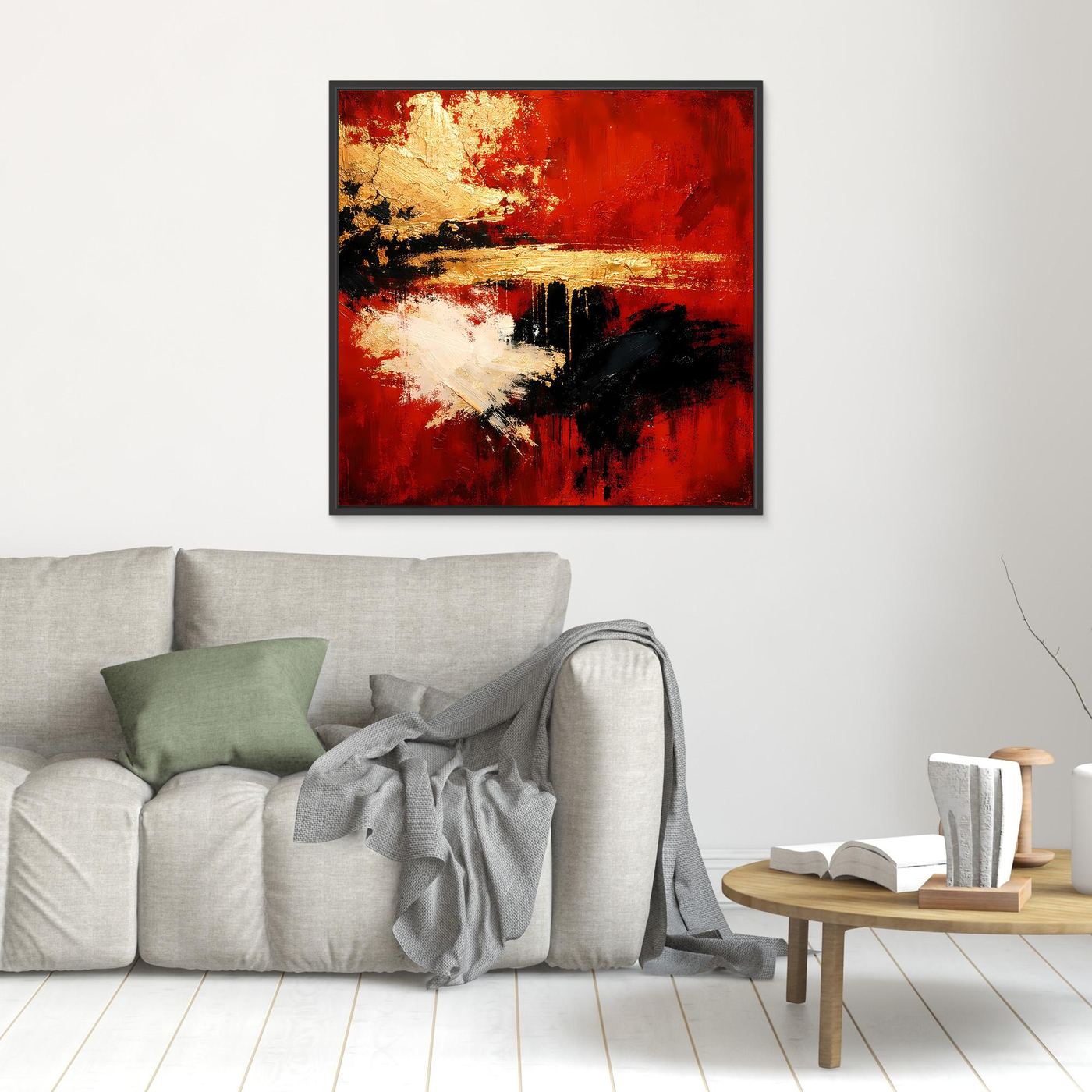 Leinwand Abstraktes Farbspiel in Rot und Gold | Modernes Progressives Wandbild